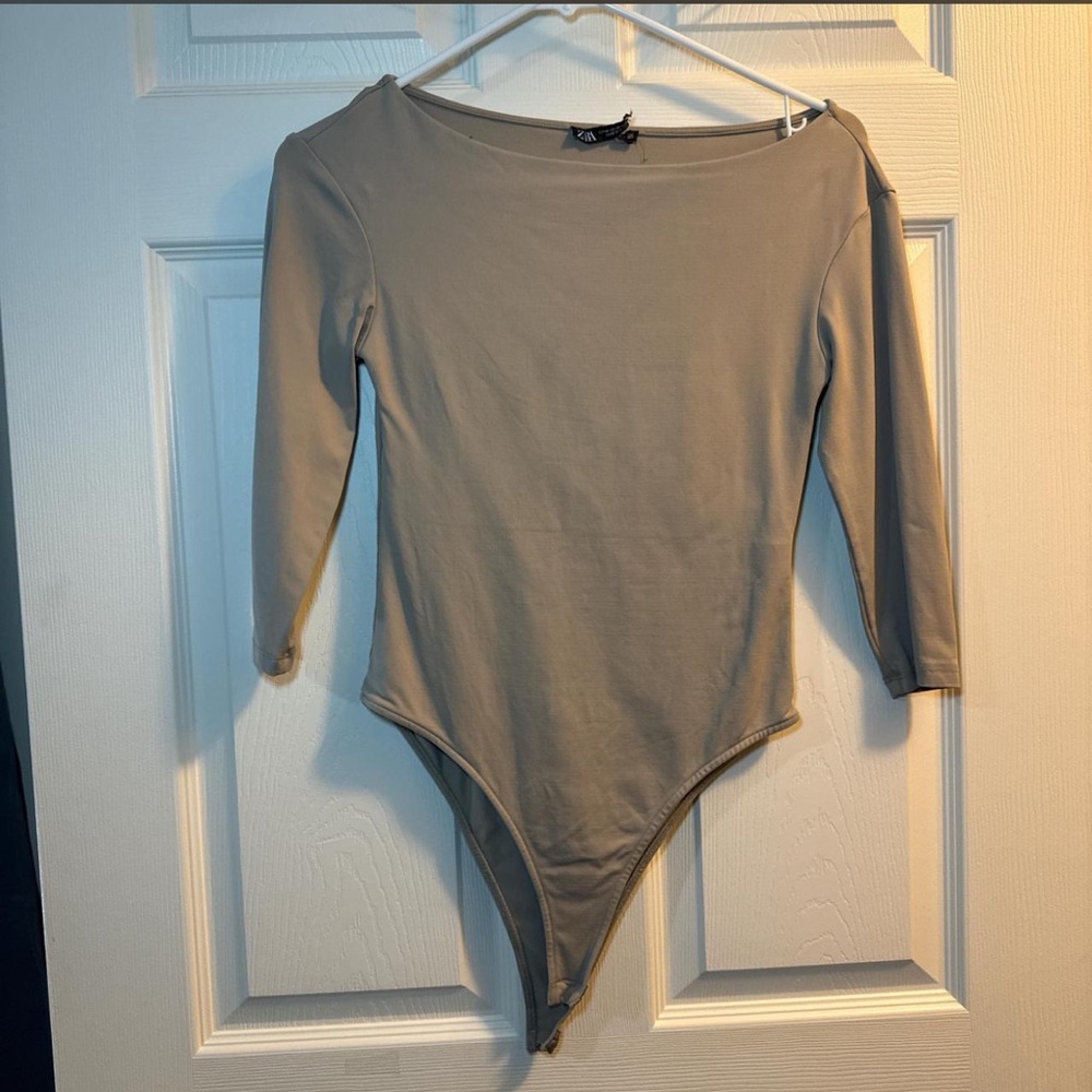 Zara Taupe Long Sleeve Bodysuit